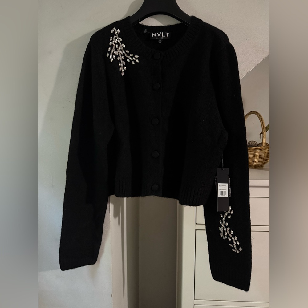 NVLT Black Crystal embellished cardigan NWT